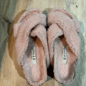 Birkenstock Papillio Pink Sherpa Daytona slide